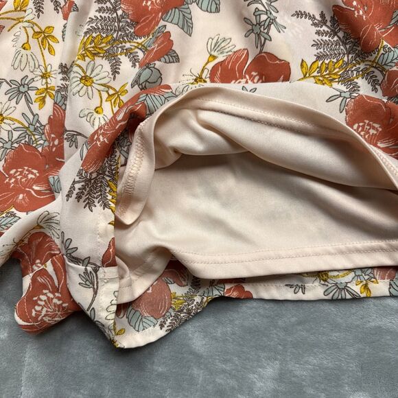 Lulus Women XL Always Thriving Blush Pink Floral Print Bell Sleeve Floral Romper - Picture 7 of 10
